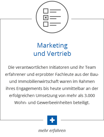 Icon mit Text über Marketing und Vertrieb.
